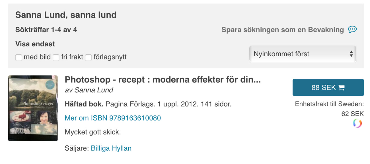 Boken Photoshop-recept på Bokbörsen.